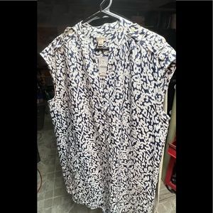 JCrew NWT blue floral sleeveless blouse Size XL